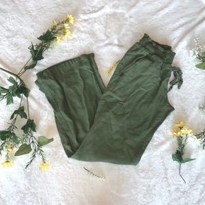 Green linen pants